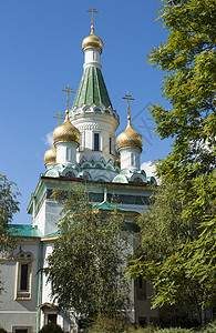 保加利亚索非亚圣尼古拉斯俄罗斯教堂地标建筑学城市旅游宗教首都建筑旅行历史教会背景图片