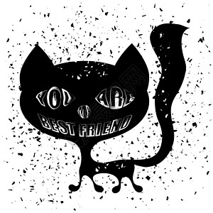 印刷版式设计海报草图标签插图信件书法动物友谊小猫字体背景图片