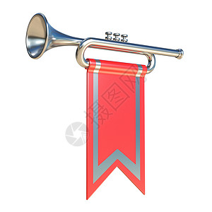 乐器号角字体号角银喇叭红旗3先驱古董辉煌喇叭名声警报仪式工作条子旗帜背景