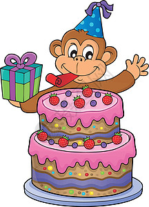 蓝莓慕斯蛋糕蛋糕和派对猴子主题1设计图片