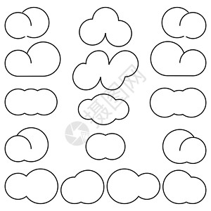 云不同的形状简单的样式气候蓝色插图空气天空多云气象框架白色背景图片