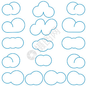 云不同的形状简单的样式蓝色气候多云空气天空插图白色气象框架背景图片
