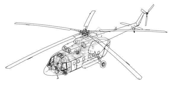 运输直升机直升机工程图草图技术维修车辆插图运输菜刀航班绘画蓝色设计图片
