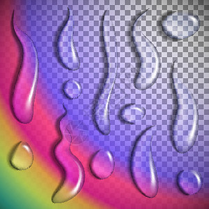 水滴透明彩色水滴插图高清图片