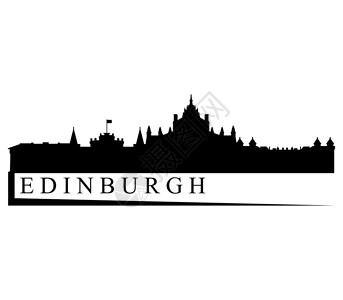 黑色城市建筑爱丁堡天线王国城堡黑色贴纸商业插图景观历史性白色大学插画
