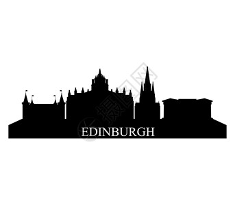 爱丁堡城堡爱丁堡天线城堡王国景观全景旅游白色鸟类历史性黑色建筑学插画