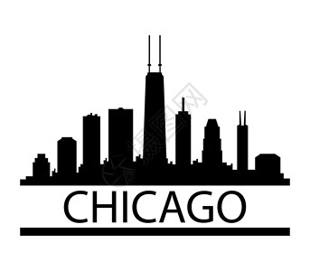 芝加哥城市芝加哥天线天际摩天大楼海报艺术插图地标房子商业明信片财产插画