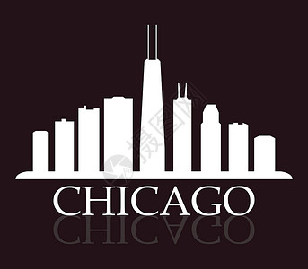芝加哥城市芝加哥天线天际明信片艺术摩天大楼地标房子城市天空建筑学插图插画