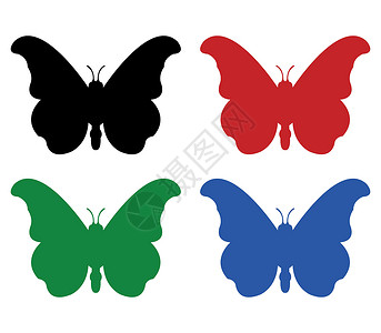 蝴蝶图标白色艺术收藏翅膀插图黑色绿色昆虫背景图片