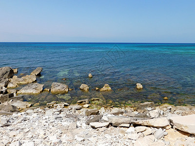 海 海蓝天地平线蓝色天空背景图片