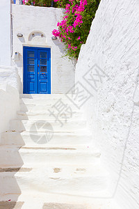 蓝色楼梯希腊蒂诺斯岛白色楼梯背景