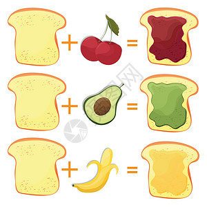 香蕉面包如何让古典美式快餐美味食品的吐司成份量卡片午餐早餐咖啡店游戏水果小吃菜单蔬菜食物插画