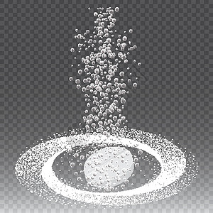 维生素c泡腾片泡腾片可溶性药丸 维生素 C 或阿司匹林或药丸气泡痕迹落在方格背景的水中设计图片