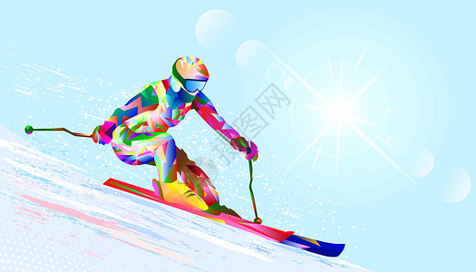 阿尔卑斯山滑雪者背景图片