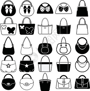 时尚包包 ico手提包收藏购物奢华魅力皮革黑色配饰女性行李背景图片