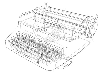 打字机的概念 韦克托文档草图创造力作者艺术古董绘画作家打印插图背景图片