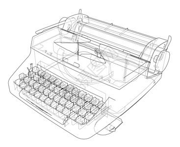 打字机的概念 韦克托插图草图博客作者古董作家创造力打印绘画艺术背景图片
