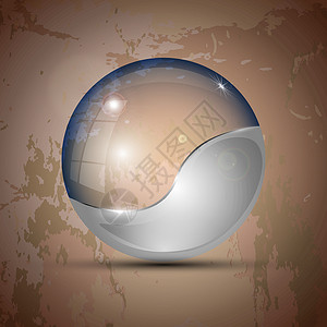 地球球体半灰色透明球体插画