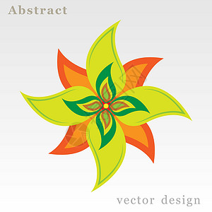 绿色和橙色的花花瓣艺术植物群创造力棕色橙子植物插图背景图片