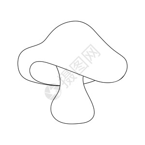 白色背景上孤立的牛肝菌蘑菇轮廓插画