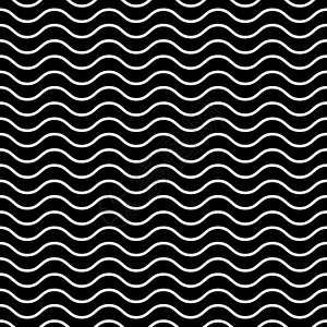 无缝波浪图案 黑色背景上的白色细线 航海和水主题 它制作图案矢量背景图片