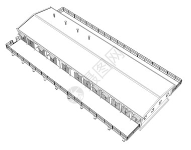 线框工业建筑仓库运输设施办公室车库3d商业工厂地面生意背景图片