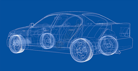 猕猴桃车图概念车大纲驾驶车辆3d插图技术汽车运输车轮绘画工程背景