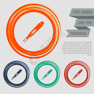 儿童网站素材红 蓝 绿 橙色按钮上的妊娠测试图标 用于网站和带有空间文字的设计 矢量设计图片