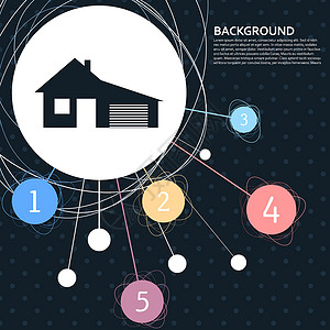 房子与车库图标背景到点和信息图表样式 韦克托插画