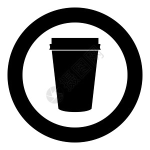 圆形纸面咖啡杯图标黑色背景图片