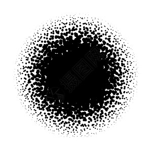 随机喷涂黑点的半色调圆 白色背景上的矢量图解背景图片