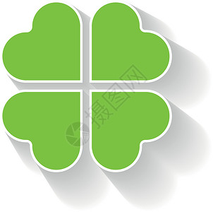 三叶草绿色四叶草图标 祝你好运主题和圣帕特里克符号设计元素 具有长阴影效果的简单矢量图解植物信仰财富艺术文化四叶叶子运气插图庆典背景图片