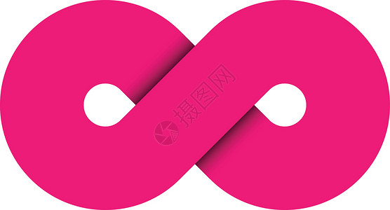 圆形心形素材无限符号图标 代表无限无限和无尽事物的概念 白色背景上孤立的简单粉红色矢量设计元素插画