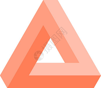 粉红色的彭罗斯三角形图标 几何 3D 对象光学错觉 它制作图案矢量插画