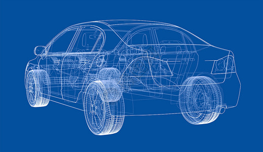 数字化汽车概念车蓝图车辆陈列室工程3d保险杠驾驶框架技术车轮绘画背景