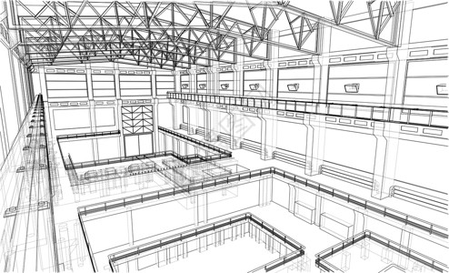 工业区示意图技术绘画建筑学工程建筑工厂仓库框架房子蓝图背景图片