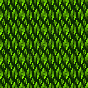 叶无缝模式瓷砖森林绘画打印织物绿色叶子椭圆纺织品背景图片