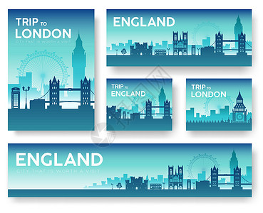 英国伦敦英国风景矢量横幅集 矢量设计它制作图案设计图片