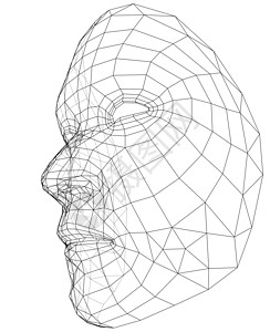 人头扫描素材线框抽象人体表验证安全识别读者传感器鉴别扫描钥匙控制软件插画