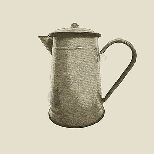 手绘复古水壶黑色咖啡插图草图茶壶厨房早餐咖啡店绘画背景图片