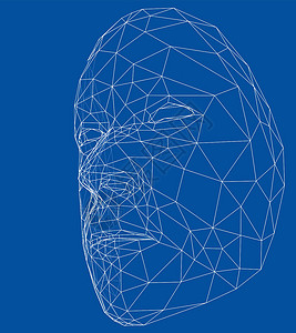 人头扫描素材线框抽象人体表身份读者钥匙蓝色控制生物验证男人鉴别软件插画