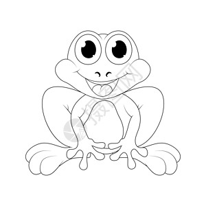 石锅牛蛙卡通青蛙轮廓 白底孤立于白底设计图片