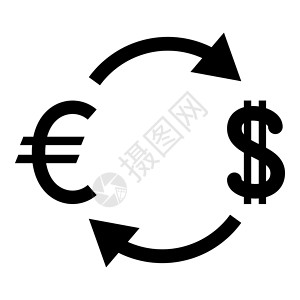 货币兑换图标黑色插图平面样式简单图像回收经济商业资金银行业转换销售交换全球贸易背景图片