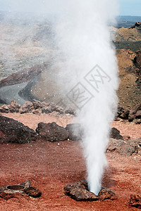 蒂曼法亚国家公园兰萨罗特火山活动岛屿国家蒸汽喷泉石头地热陨石红色火山岩石背景图片