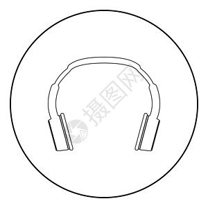 耳机圆形或圆形的黑色图标打碟机甜瓜网站体积工作室配饰圆圈立体声娱乐耳朵背景图片