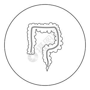 圆形或圆形的肠道图标黑色生物学科学医疗细菌肠胃器官消化直肠腹胀圆圈背景图片