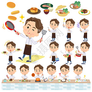 火锅厨师野生中年男子烹饪插画