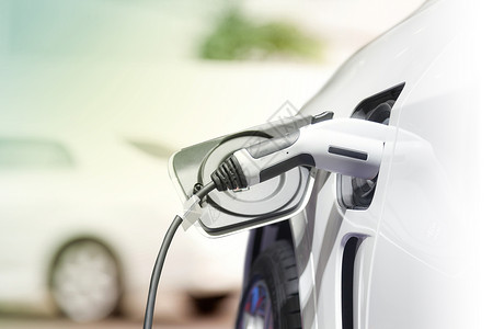 向电动汽车充电 运输的未来车辆活力充值燃料经济发动机环境驾驶技术生态背景图片