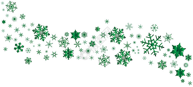 绿色圣诞雪花班纳下雪艺术品横幅艺术插图季节性绘画背景图片