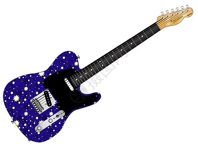 银夜电吉他星星艺术品平板绘画蓝调身体吉他艺术背景图片